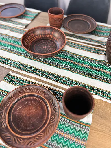 Льняная салфетка с украинским орнаментом Рандеву 30х40 см 3 шт. Коричневый - фото 9