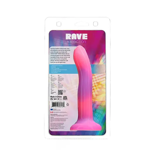 Фалоімітатор Addiction Rave 8″, що світиться в темряві, Glow in the Dark Dildo Pink Purple, 20,3 см - фото 9