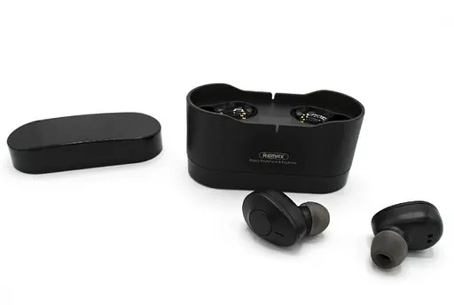 Бездротова Bluetooth стерео гарнітура Remax TWS-22 з кейсом Чорний - фото 5