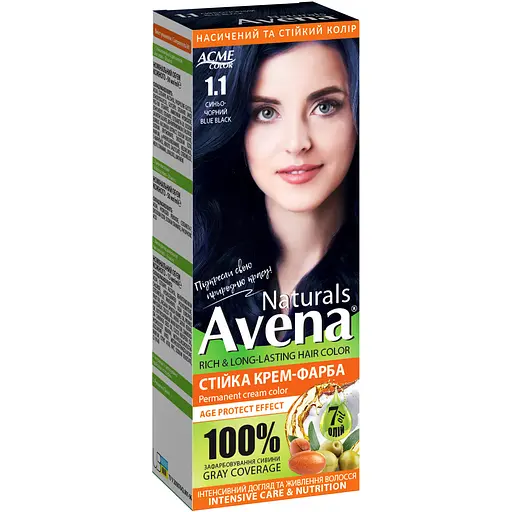Устойчивая крем-краска для волос Acme Color Avena Naturals 1.1 сине-черный - фото 1