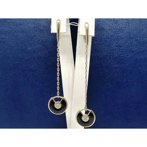 Золотые серьги Империя золота с фианитами и эмалью. СВ790И - фото 2