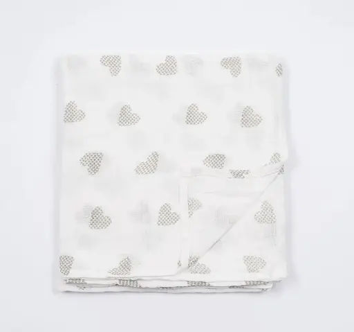 Набор муслиновых детских пеленальных одеял OldBro комплект из 2 шт. размер 100х120 см заяц/сердечко - фото 2