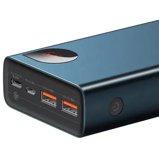 Павербанк Baseus Adaman Metal мощный для ноутбуков телефонов 20000 mAh 65W синий + кабель USB to Type-C - фото 4