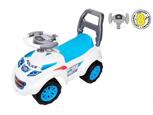 Автомобиль для прогулок - толокар с музыкальным рулем ТехноК (белый)