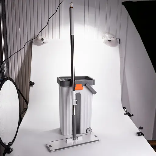 Швабра с ведром 14 л для мытья полов с отжимом плоская насадка из микрофибры набор для уборки дома ZhiyuCleanHP-35015-59 - фото 4