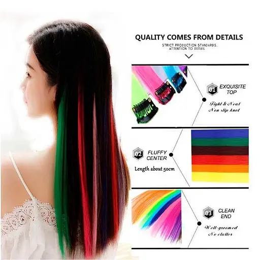 Кольорове пасмо волосся на шпильках 60 см K866-10 - фото 4