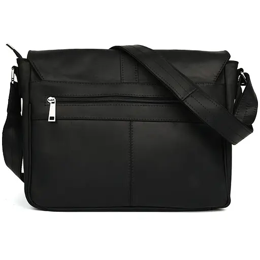 Мужская сумка через плечо Tarwa из черной крейзи хорс 36.5х30х11 см sum0028290 - фото 4