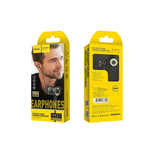 Проводные наушники Hoco M37, 3.5mm, 1.2m, Чёрный - фото 2