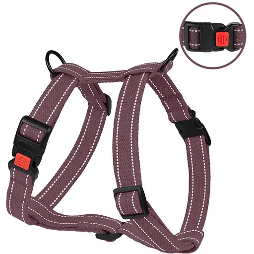 Шлея для собак Barksi Cotton Н-подібна S 20-30х36-60х1.6 см черрі - фото 3