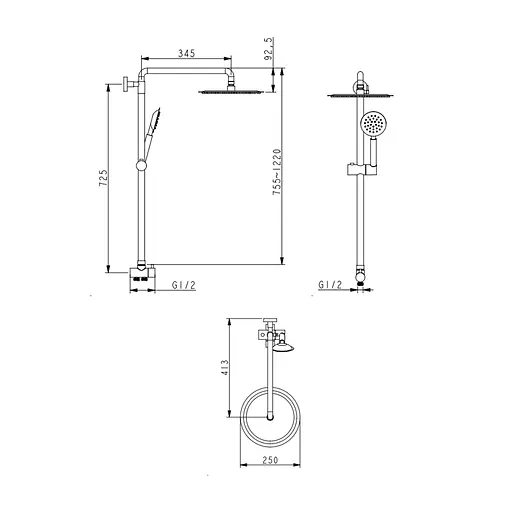 Душова стійка універсальна Lidz Aria 1120 на два споживача LDARI1120NKS46112 Nickel, Нержавіюча сталь - фото 2