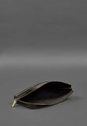 Кожаный портмоне-купюрник на молнии 14.0 темно-коричневый - фото 6