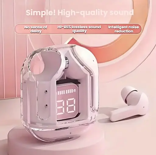 Беспроводные Bluetooth-наушники T2 TWS с цифровым дисплеем и Hi-Fi звуком розовый - фото 13