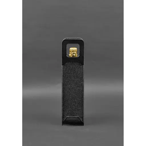 Чехол для вина BlankNote Краст 1.0 из фетра с кожаными вставками черный  - фото 2