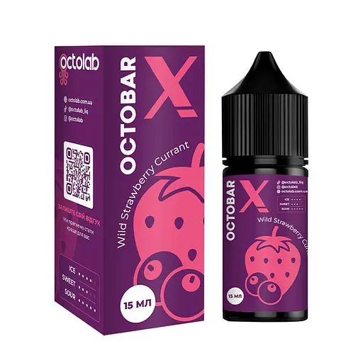 Набір компонентів для самозамісу сольової заправки Octobar X 30 мл Wild Strawberry Currant Суниця Смородина, 0-65 мг (17900)