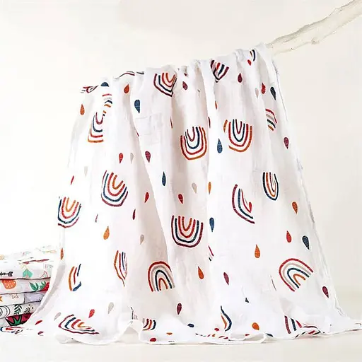 Набор муслиновых детских пеленальных одеял OldBro комплект из 2 шт. размер 100х120 см rainbow - фото 6