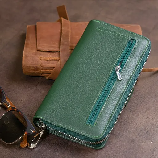 Вертикальный вместительный кошелек из кожи унисекс ST Leather 19х9.5х2.5 см acs0029706 - фото 10