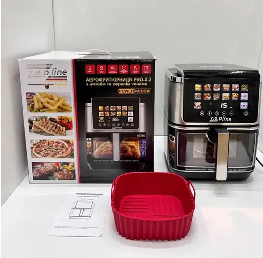 Мультипечь-аэрогриль Zepline ZP-00340 13 л, мощная аэрофритюрница-духовка 4200 Вт с двойным нагревом, электрическая фритюрница - фото 2