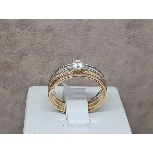 Золоте кільце Столична Ювелірна Фабрика 3 в 1 з фіанітами. 154488 18 - фото 3