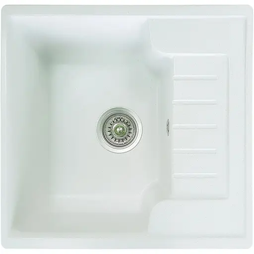 Гранітна кухонна мийка Romzha Klasicky 51 Biela (102) з крилом - фото 1