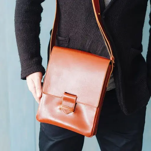 Чоловіча шкіряна сумка-месенджер Esquire світло-коричнева - фото 8