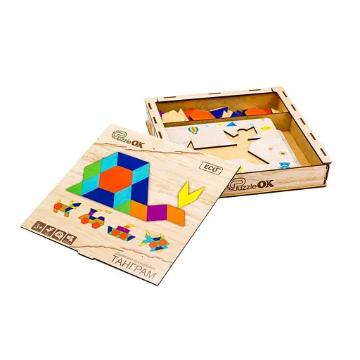 Дерев'яна головоломка Танграм PuzzleOK Puz-33654, 144 елемента - фото 3