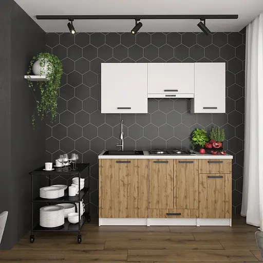 Кухня модульная MebelStar Nika 1,6 м Аляска белый/Дуб тахо (MBS-1449)