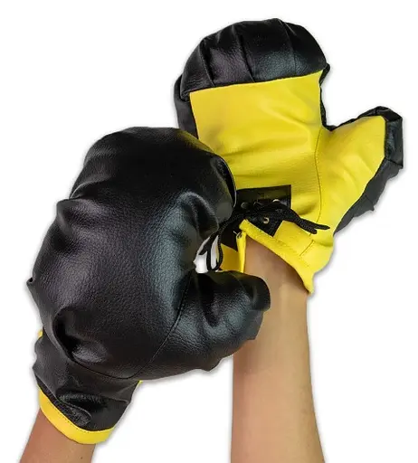 Боксерські рукавички дитячі жовто-чорні Стратег 10-14 років, 2079