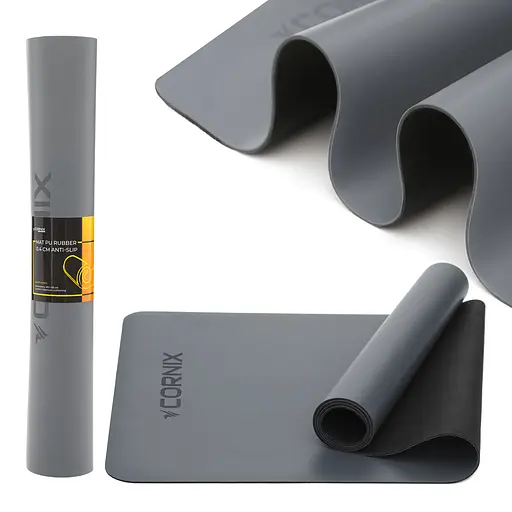 Килимок спортивний Cornix PU 183 x 68 x 0.4 см для йоги та фітнесу XR-0320 Grey - фото 1