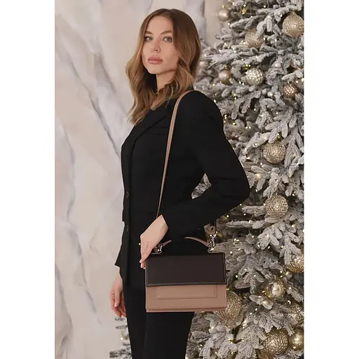 Жіноча шкіряна сумка Grace темно-коричневий/карамель - фото 1