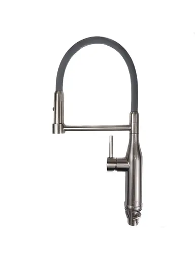 G4398-55 Змішувач для кухні силікон.гусак аератор 2функц. нерж.корп. гайка Ø35 сірий/сатин Gappo 1/8 Сірий - фото 2