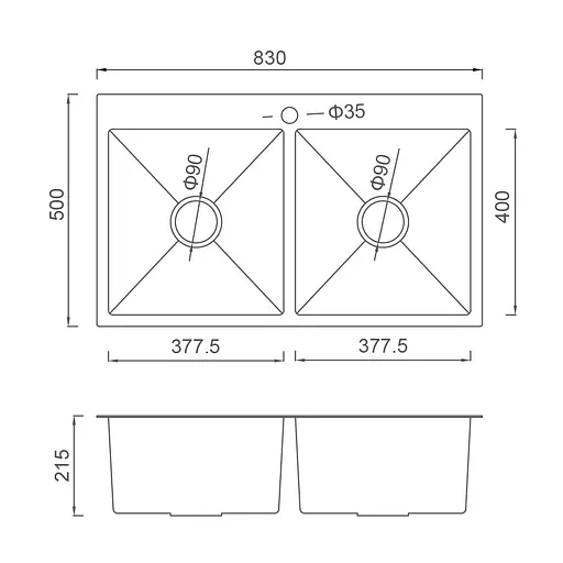 Кухонна мийка Gappo GS8350 накладна 830x500 мм, нержавіюча сталь, Нержавіюча сталь - фото 8