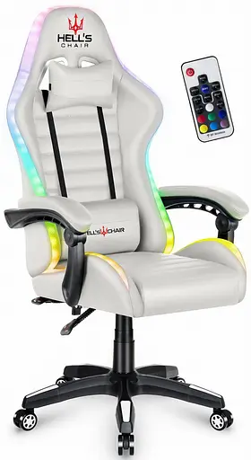 Компьютерное кресло Hell's HC-1003 LED RGB White - фото 2