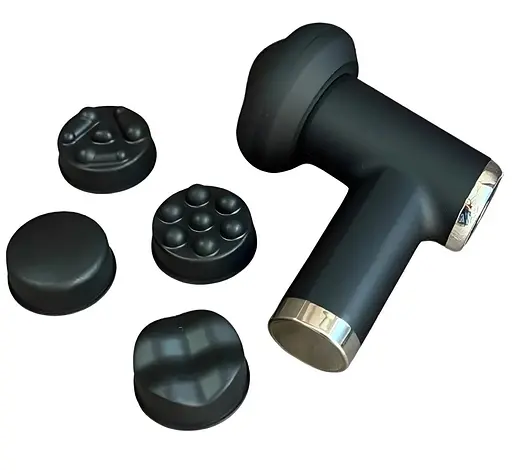 Перкусійний масажер YX-7100 акумуляторний 1200 mAh 5в1 Антицелюлітний вібромасажер 5Вт для тіла Чорний - фото 1