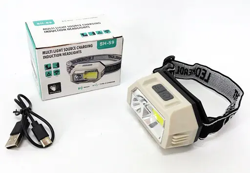 Налобний ліхтар із білим та червоним світлом SH-S9 із сенсором датчиком руху акумуляторний яскравий потужний Type-C XPE+COB+3SMD - фото 7