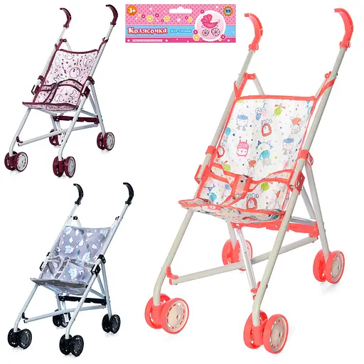 Коляска для ляльки, метал, прогулянкова, 50x22 см, поворот, складна, 3 колеса - фото 2