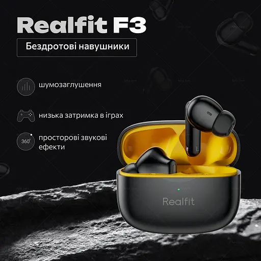 Бездротові навушники Realfit F3 Black - фото 2