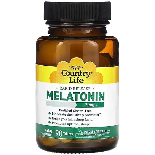 Мелатонін Country Life Melatonin 3 mg, 90 таблеток для гарного сну