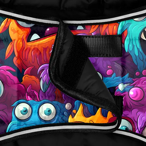 Курточка-накидка для собак Waudog Clothes, малюнок "Зубасті монстри", L, А 41 см, B 58-70 см, С 42-52 см - фото 4