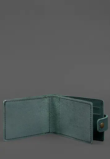 Кожаная обложка-портмоне для удостоверения участника боевых действий (УБД картонный документ) Зеленая - фото 3