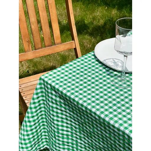 Скатертина в клітинку для столу Зефір 260х170 см Зелена - фото 4