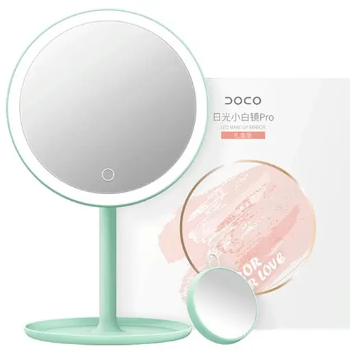 Зеркало для макияжа Doco Pro M002 на аккумуляторе зеленое - фото 5