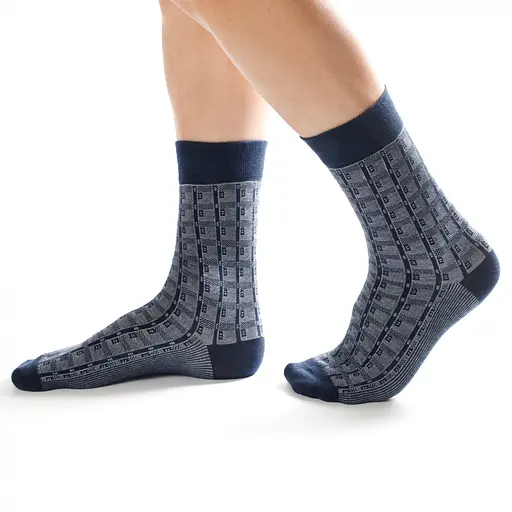 Шкарпетки з принтом карти високі безшовні якісні ORGANIC cotton JILL ANTONY Синій, 44-45 - фото 2