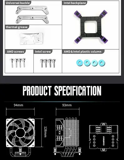 Кулер для процессора GameMax Gamma 90 BK (Gamma 90 BK) - фото 8