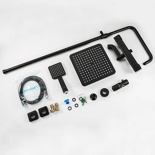 Душова система з термостатом Gappo G2491-6, вилив - перемикач на лійку, Чорний матовий - фото 7