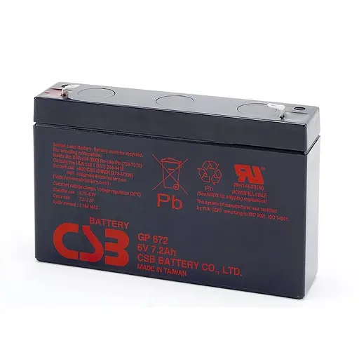 Аккумуляторная батарея CSB GP672, 6V 7.2Ah (151х34х100мм), 1.22kg