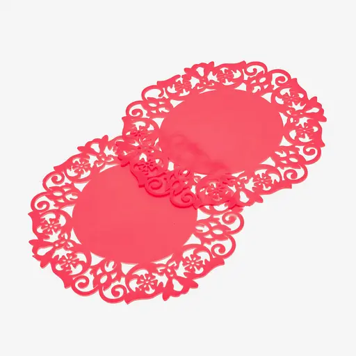 Підставка мереживна силіконова під гаряче килимок для чашки банки 15 см (комплект з 2 шт.), Kitchen Master Червоний 85116 - фото 1