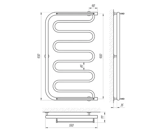 Водяна рушникосушка Laris Фокстрот П 550x900 71207106, Хром - фото 2