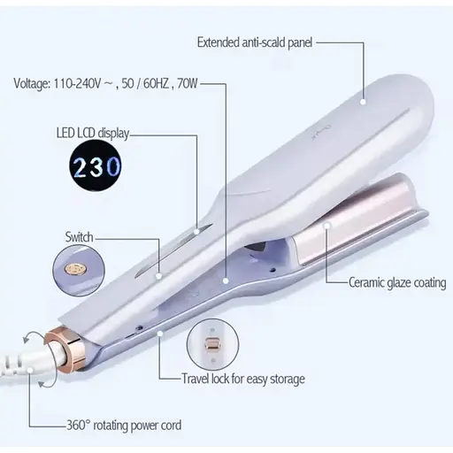 Профессиональный электрический утюжок для волос Ckeyin RD-877B 32 мм - фото 2