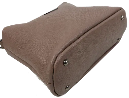 Женская наплечная кожаная сумка Borsacomoda бежевая sum0028717 - фото 5