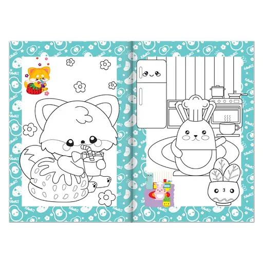 Книжка раскраска "Каваи" Апельсин РМ-48-42 с цветными подсказками - фото 2